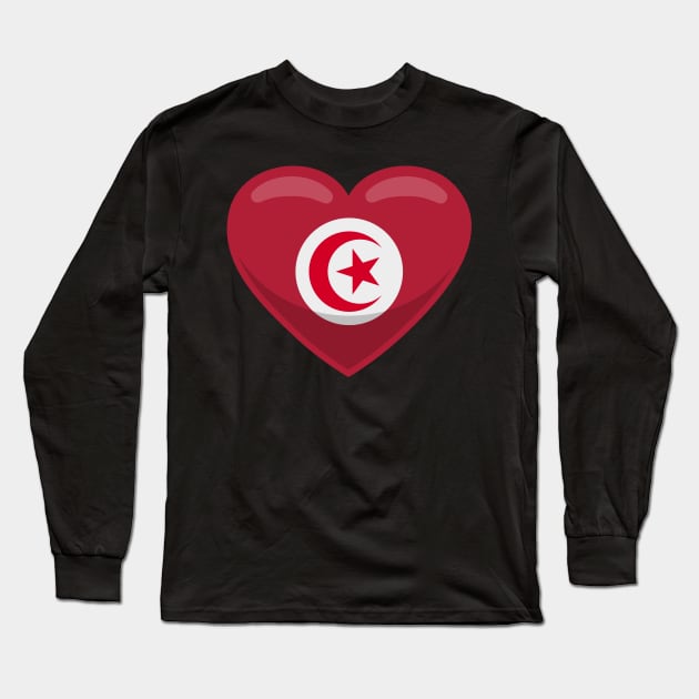 Tunisia Flag Heart Long Sleeve T-Shirt by SunburstGeo